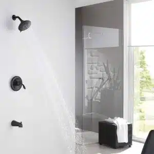 Aquacubic Black Pressure Balance Valve Upc Watersense Wall Mounted Concealed Bathroom Shower Faucet